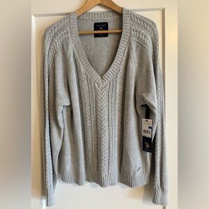 U.S. POLO ASSN. Women's Gray V-Neck Sweater